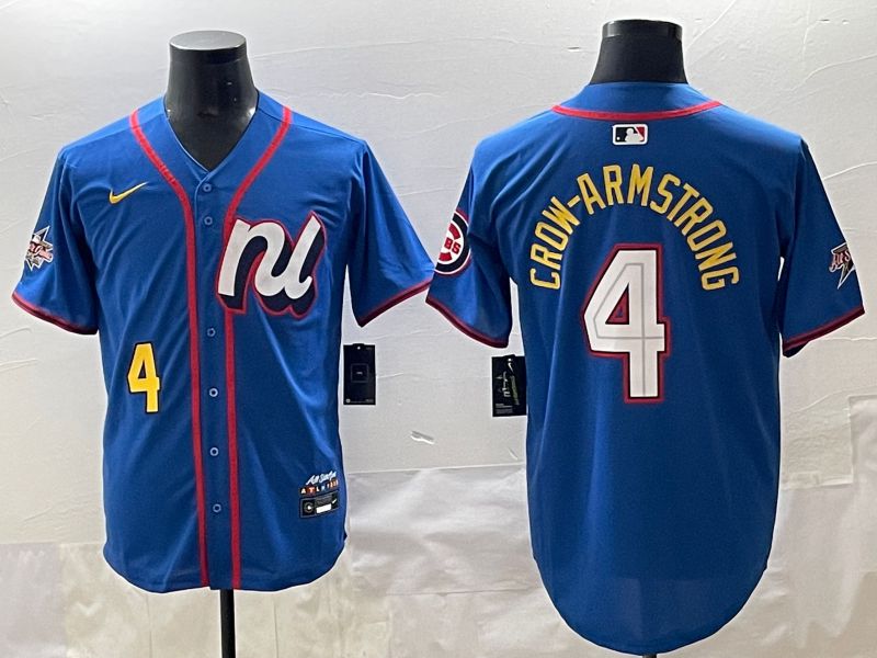 Men 2025 Chicago Cubs #4 Crow-Armstrong Blue All star Blank Blue Nike MLB Jersey style 4